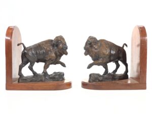 Buffalo Bull Bronze Bookends